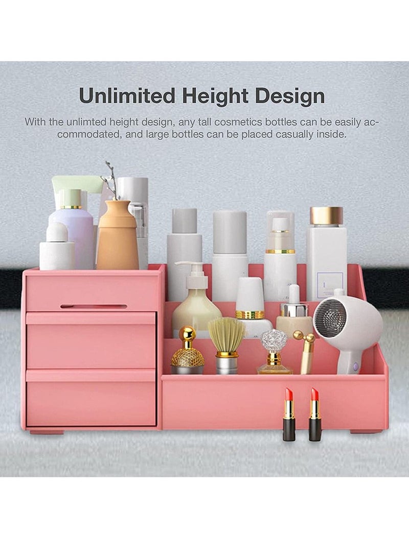 هومار كيت منظم مستحضرات التجميل مكتب ماكياج مع أدراج وردي 28x13x18cm - Image 4
