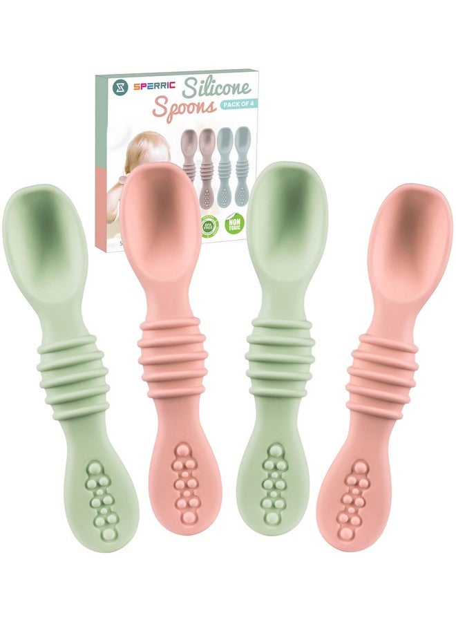 SPERRIC Silicone Baby Spoon Baby Led Weaning First Stage Baby Spoons Baby Feeding Spoon Set Gum Friendly Bpa Lead Phthalate & Plastic Free Baby Self Feeding Utensils For Infant & Toddler Great Gift Set - Image 1