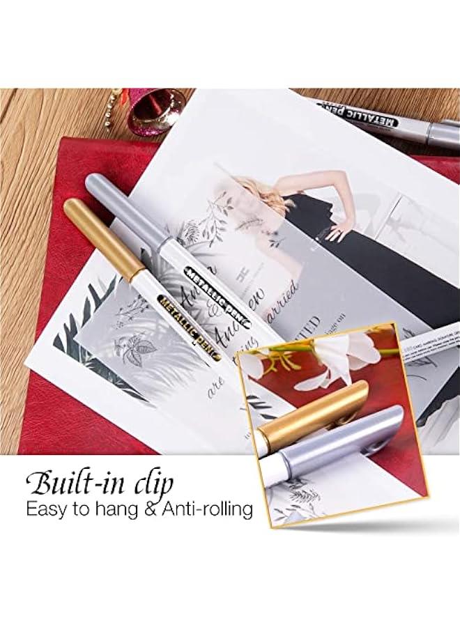 Metallic Markers Pens, Silver and Gold Paint Pens, Value Set of 12 Metallic Pens for Black Paper, Rock Painting, Card Making, DIY Photo Al, Wood,  Pumpkin, Scrapbook Supplies - Image 4