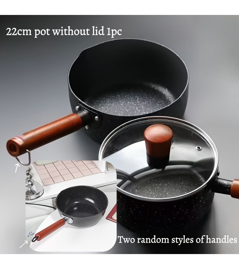 Black Nonstick Milk Pan 8.66 Inch for Soup Noodles Deep Frying Easy Clean Induction - Image 3
