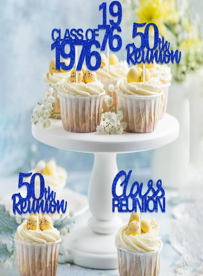 Balterever Class of 1976 Reunion Decorations Blue 36PCS 50th Class Reunion Cupcake Toppers 50 Year High School Class Reunion Decors for High School Classroom - Image 3