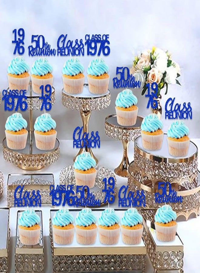 Balterever Class of 1976 Reunion Decorations Blue 36PCS 50th Class Reunion Cupcake Toppers 50 Year High School Class Reunion Decors for High School Classroom - Image 2