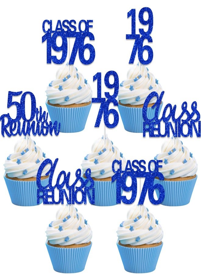 Balterever Class of 1976 Reunion Decorations Blue 36PCS 50th Class Reunion Cupcake Toppers 50 Year High School Class Reunion Decors for High School Classroom - Image 1