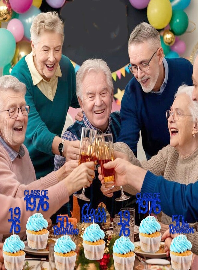 Balterever Class of 1976 Reunion Decorations Blue 36PCS 50th Class Reunion Cupcake Toppers 50 Year High School Class Reunion Decors for High School Classroom - Image 4