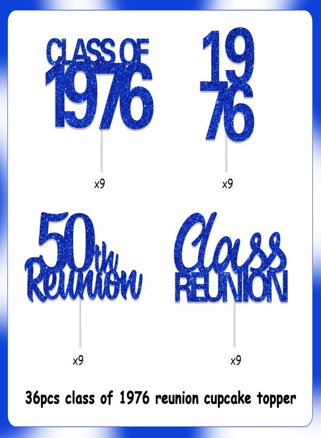Balterever Class of 1976 Reunion Decorations Blue 36PCS 50th Class Reunion Cupcake Toppers 50 Year High School Class Reunion Decors for High School Classroom - Image 5