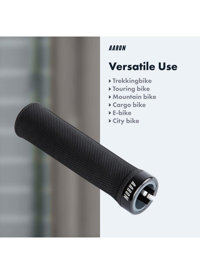 Aaron Enduro Mtb Bicycle Grips Nonslip Rubber Sporty Handlebar Grips Including Lockon Ring Grips For Mountain Bike, Bmx, Ebike In Black - Image 3
