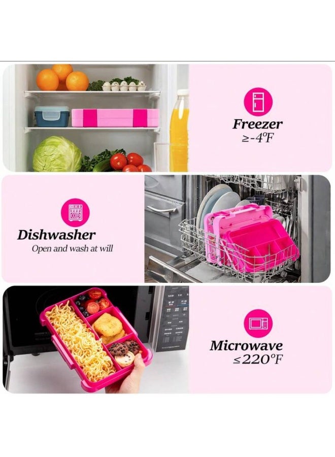 Bento Large Capacity Sealed Leak-Proof Bento Box, With Lid, Printed 1pc - Image 3