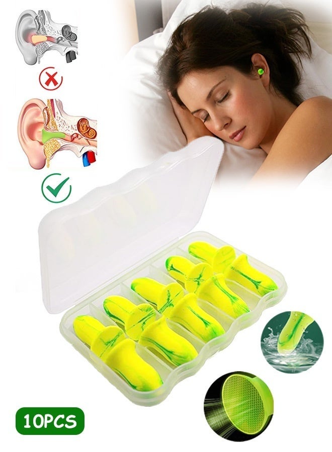 10 Pcs Ultra Soft Foam Earplugs for Sleep 38dB Noise Canceling Reduction, Waterproof Noise Cancelling Ear Plugs for Sleeping Snoring Loud Noise Traveling Concerts Construction & Studying - Image 1