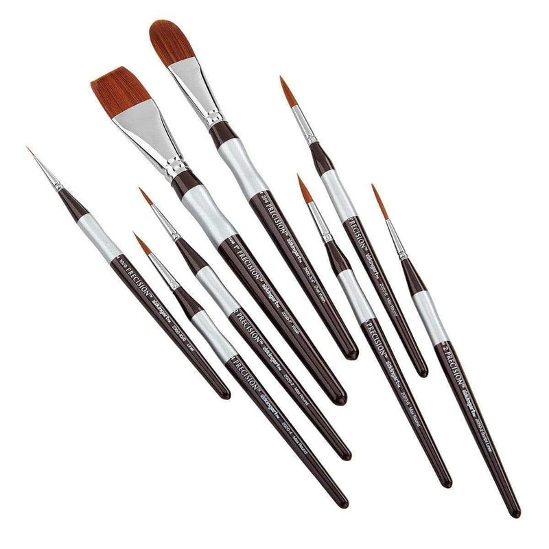 KINGART 1070C Premium 8 Pc. Precision Acrylic Artist Paint Brushes, Short Comfort Handle, Synthetic Taklon Hair for Acrylic, Oil, Watercolor and Gouache Paints, Gift Boxed, Set of 8 - Image 4