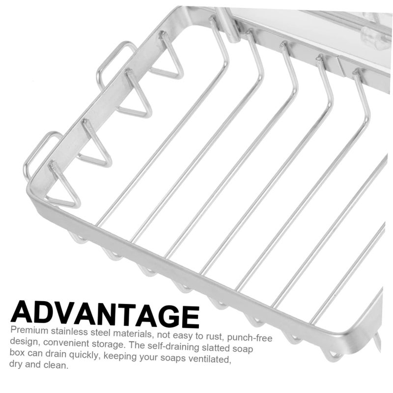 No Drill Wall Mount Soap Dish Holder With Drainage Space Saving Bathroom Organizer - Image 4