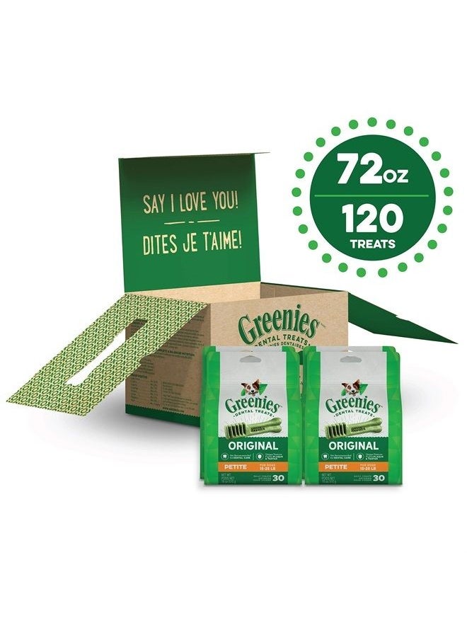 Greenies GREENIES Original Petite Natural Dog Dental Care Chews Oral Health Dog Treats, 72 oz. Pack (120 Treats)  - Image 1