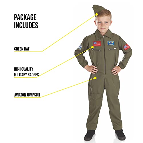 fun shack Kids Flight Suit Pilot Costume, Air Force Fighter Pilot WW2 Costume Kids, Boys Halloween Costumes, X-Large - Image 4