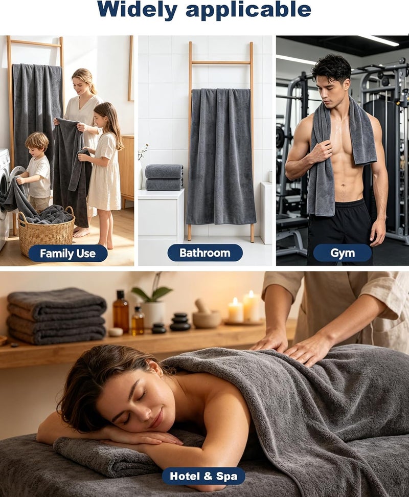 Lumimi Towels 6 Piece Ultra Soft Microfiber Bath Towel Set 55" L x 27" W Incredibly Absorbent Lightweight Quick Dry and Durable, Big 6 Pack Blue - Image 3