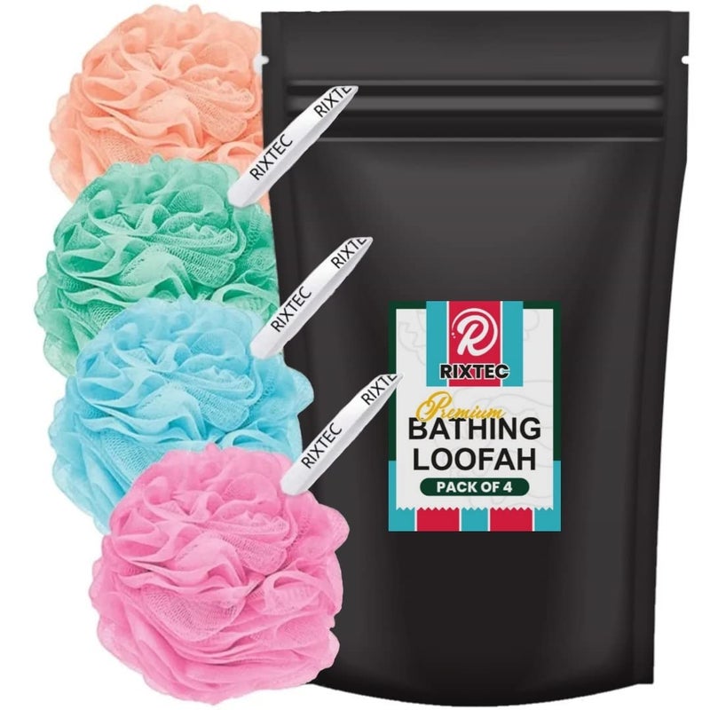 RIXTEC premium Bathing Round Loofah for Men and Women (MULTI COLOUR) (PACK OF 4) - Image 1