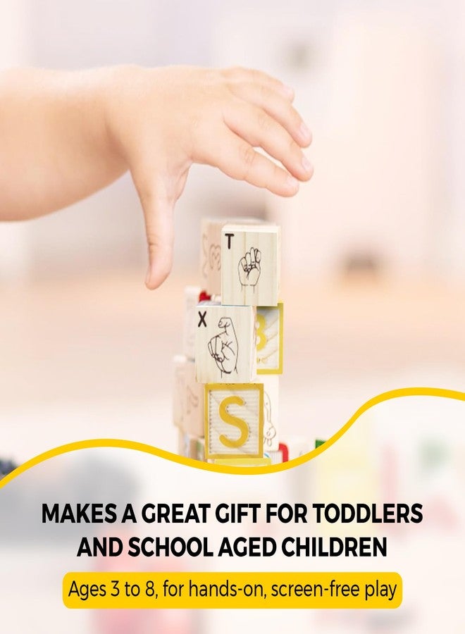 CHH Wooden Alphabet Blocks | 30 Pieces Montessori Blocks with Letters, Numbers, Symbols and Sign Language | Wooden Building Blocks for Kids and Toddlers 3+ - Image 5