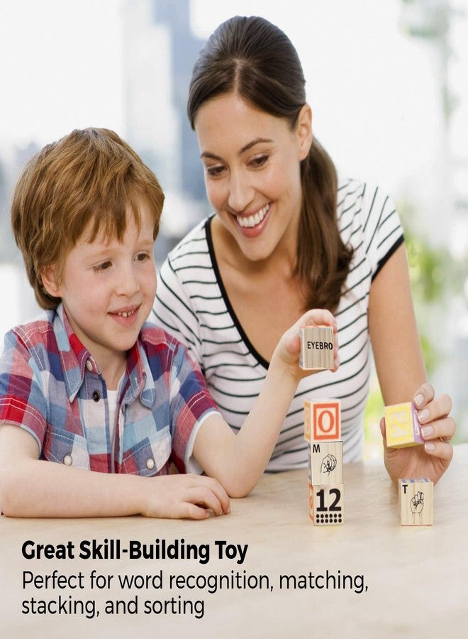 CHH Wooden Alphabet Blocks | 30 Pieces Montessori Blocks with Letters, Numbers, Symbols and Sign Language | Wooden Building Blocks for Kids and Toddlers 3+ - Image 2