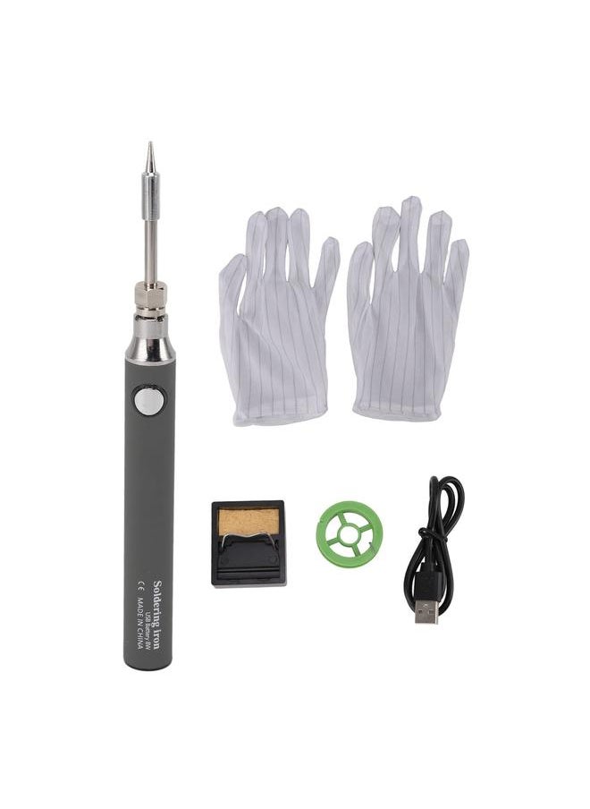 Thoraya - Soldering Iron Kit Cordless Electronic Welding Pen USB Rechargeable Adjustable Temperature Fast Heating Welding Tool for Wire DIY Grey - Image 1