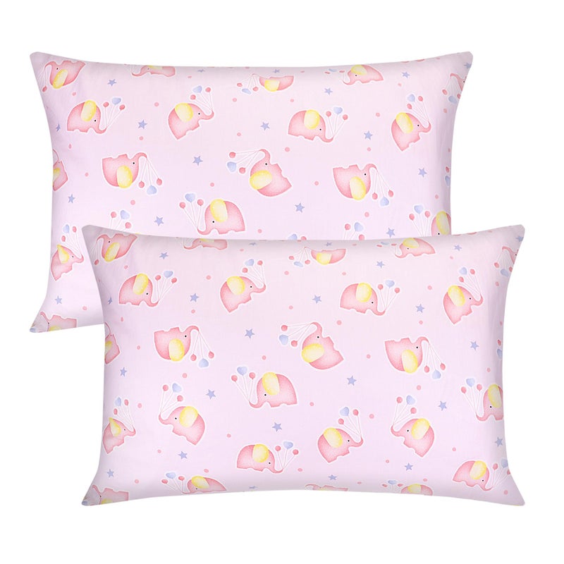 Baby Amabc Toddle Pillowcase 2 Pack 100% Cotton Pillow Cover, Cot Bed Pillow Pair Cases 40x60cm Gifts for Children's Day Elephant Pattern - Image 1