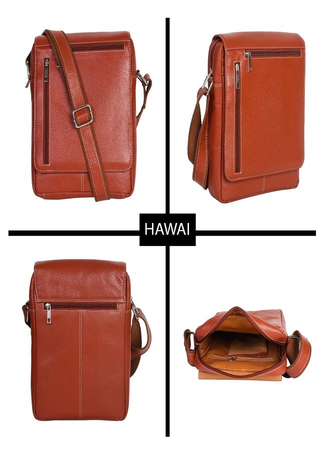Hawai Brown Leather Messenger Bag for Men and Women - Image 3