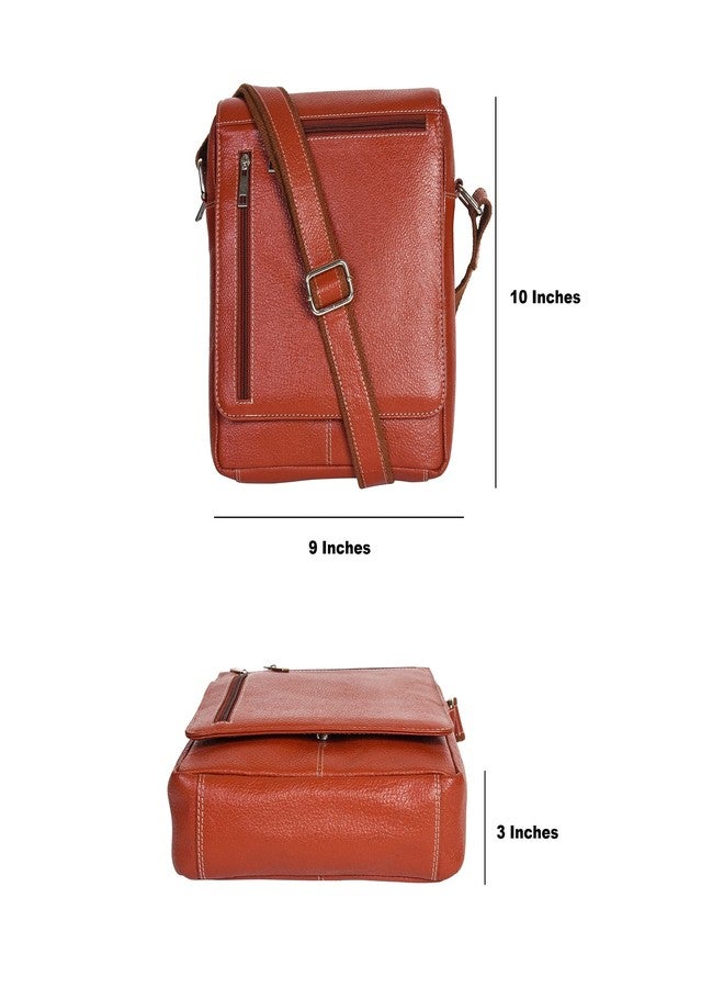 Hawai Brown Leather Messenger Bag for Men and Women - Image 4