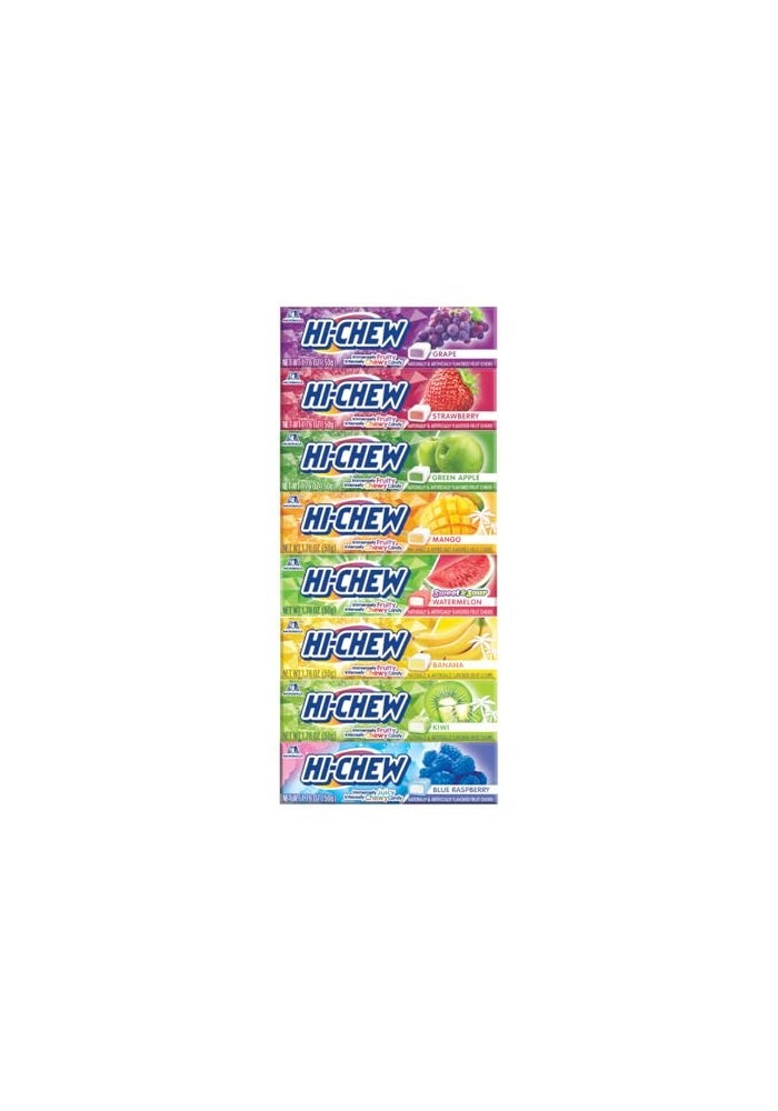 HI-CHEW HICHEW Variety Sticks 8Pack Soft  Chewy Candy 176oz Each  Made with Immensely Juicy Fruity Flavors  Grape Strawberry Green Apple Mango Watermelon Banana Kiwi  Blue Raspberry - Image 1