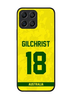 Rugged Black Edge Case for Honor X8 5G, Slim fit Soft Case Flexible Rubber Edges Thin Cover - Player Name - Adam Gilchrist, Jersey Number- 18