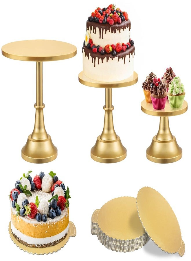 Kvittra 3 Pcs Cake Stand with 20Pcs Cakeboard Round, Cake Stand Set Disc Diameter 8" 10" 12", Perfect Dessert Table Display Set, Cupcake&Cake Stands for Party, Wedding, Birthday (Gold) - Image 1
