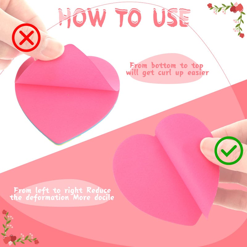 BBTO 720 Sheets Valentine's Day Heart Shaped Sticky Memo Notes Funny Self Stick 3 x 3 Inch Colorful Cute Note Pads Easy to Post DIY Cutouts Decorations for Galentines Office Home(Elegant Colors) - Image 3