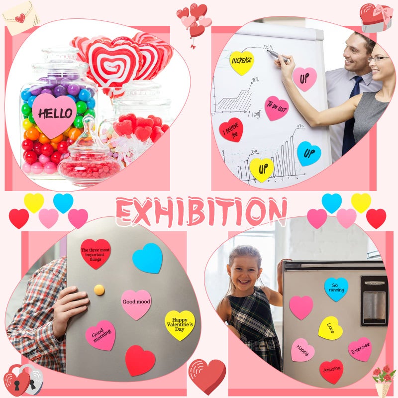 BBTO 720 Sheets Valentine's Day Heart Shaped Sticky Memo Notes Funny Self Stick 3 x 3 Inch Colorful Cute Note Pads Easy to Post DIY Cutouts Decorations for Galentines Office Home(Elegant Colors) - Image 4