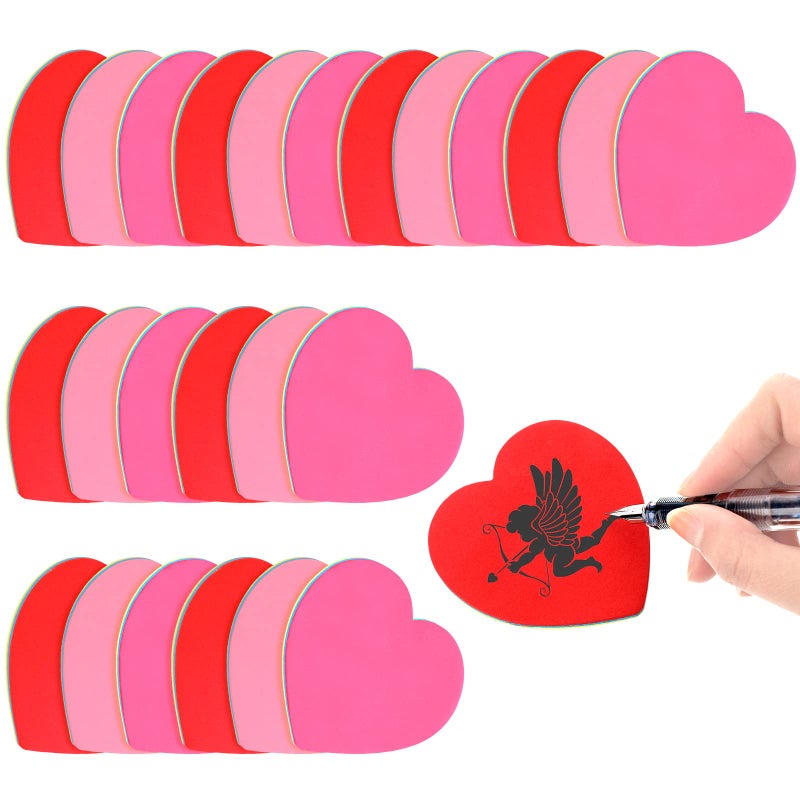 BBTO 720 Sheets Valentine's Day Heart Shaped Sticky Memo Notes Funny Self Stick 3 x 3 Inch Colorful Cute Note Pads Easy to Post DIY Cutouts Decorations for Galentines Office Home(Elegant Colors) - Image 1