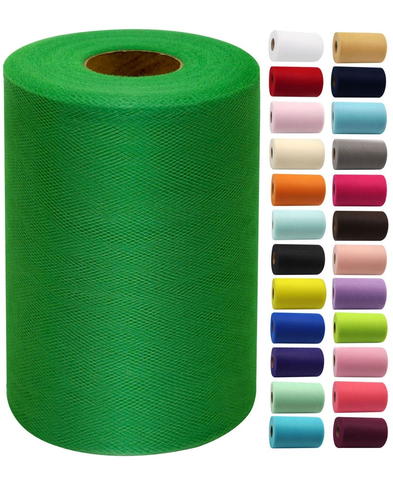 IONTACH Emerald Green Tulle Fabric Rolls 6 Inch by 100 Yards (300 feet) Fabric Spool Tulle Ribbon for DIY Tutu Christmas Gift Wrapping Bow Baby Shower Birthday Party Wedding Decorations Craft Supplies - Image 1