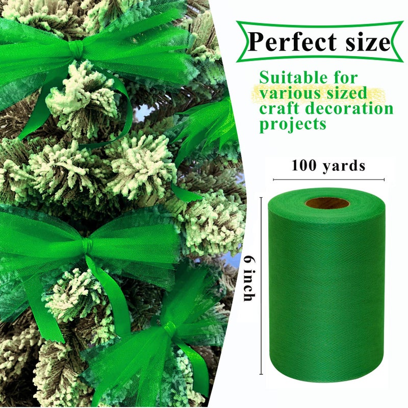 IONTACH Emerald Green Tulle Fabric Rolls 6 Inch by 100 Yards (300 feet) Fabric Spool Tulle Ribbon for DIY Tutu Christmas Gift Wrapping Bow Baby Shower Birthday Party Wedding Decorations Craft Supplies - Image 2