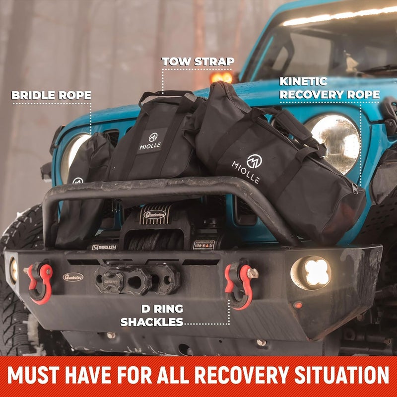 MiolleGear Tow Strap 3â€x20â€™- 33400lbs MBS (Lab Tested) Recovery Strap Kit Includes: Tow Rope, 2 D-Ring Shackles MBS-41800LBS, Storage Case - Image 5