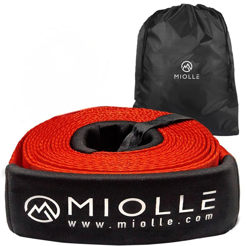 MiolleGear Tow Strap 3â€x20â€™- 33400lbs MBS (Lab Tested) Recovery Strap Kit Includes: Tow Rope, 2 D-Ring Shackles MBS-41800LBS, Storage Case - Image 1