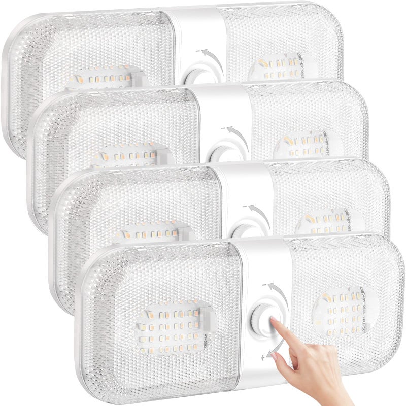 LILTSDRAE RV Lights Interior 1700LMï¼Œ3 Color 12V Volt Led Light, Super Bright 120 LEDs Dome Light Fixture for RV Accessories/Camper/Car/Trailer/Boat (Crystal Finish/(Cold +Warm+Natural Light) 4PCS) - Image 1
