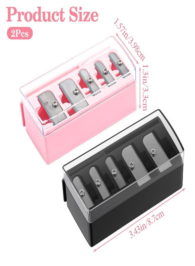 WJIAAA Pencil Sharpener Makeup, 2 Pack 5 Hole Lip Liner Sharpener for Gel Eyeliner Lipliner Cosmetic Eye Liner Pencil, Black & Pink - Image 3