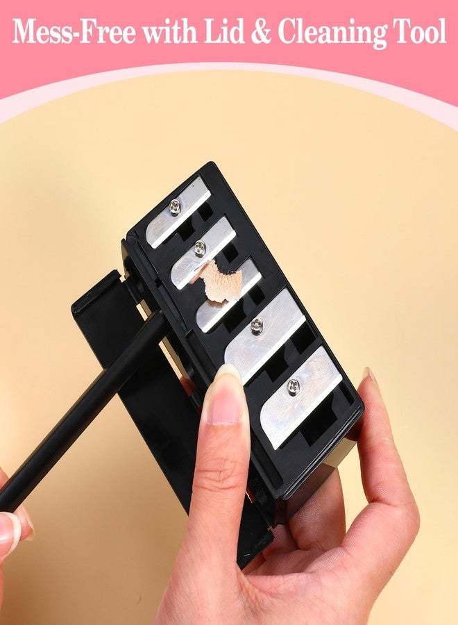 WJIAAA Pencil Sharpener Makeup, 2 Pack 5 Hole Lip Liner Sharpener for Gel Eyeliner Lipliner Cosmetic Eye Liner Pencil, Black & Pink - Image 5