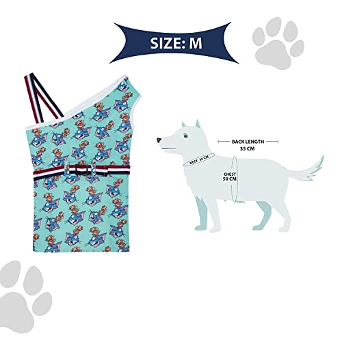 Lulala Dog Dress – 100% Cotton Sleeveless Summer Dress for Dogs and Cats, Tom and Jerry Print Vest Outfit, Lightweight Pet Clothes for Puppies (Sea-Green, 14-Inch) - Image 5