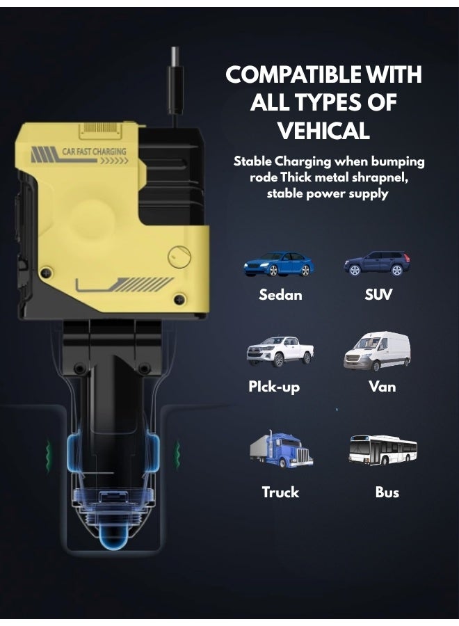 PowerDrive 4-in-1 Car Charger  Dual USB Ports + Retractable Cable  High-Speed Charging for iPhone & Android - Image 4