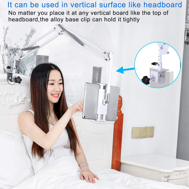 SAMHOUSING Tablet Stand Adjustable,Foldable Tablet Stand for Bed, Aluminum Universal Flexible Tablet Holder with 360 Degree Rotation for iPad/iPhoneX/iPad Pro/N-Switch,or Other 4.5~12.9 Inches Devices (White) - Image 3