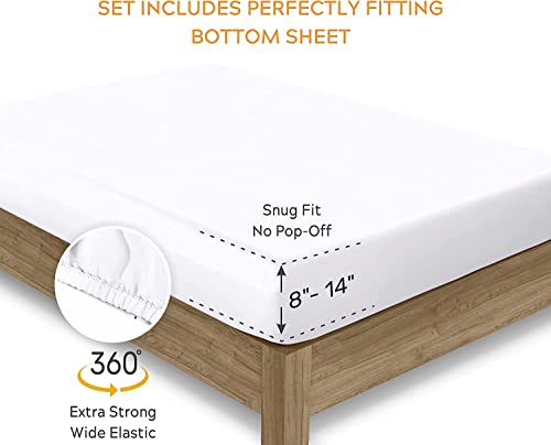 Sleep Mantra Premium 100% Organic Cotton Twin Bed Sheet Set - Soft & Cooling Percale Weave - 4 Piece Bedding Set with Deep Pocket - GOTS Certified - Breathable & Eco-Friendly (Twin, White) - Image 5