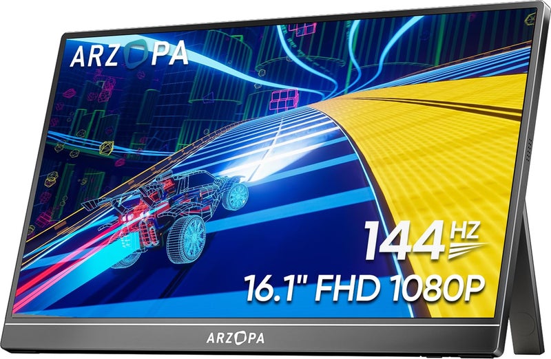 ARZOPA 16.1'' 144Hz Portable Gaming Monitor, 106% sRGB 1080P FHD Kickstand Portable Monitor with HDR, Ultra Slim, Eye Care, External Second Screen for Laptop, PC, PS5, Mac, Xbox-Z1FC - Image 1