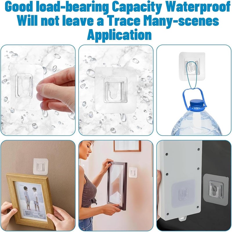 10 Pairs Double Sided Adhesive Wall Hooks - Transparent Self Mount Holder Hanger (20pcs ) - Image 5