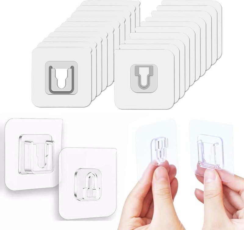 10 Pairs Double Sided Adhesive Wall Hooks - Transparent Self Mount Holder Hanger (20pcs ) - Image 1