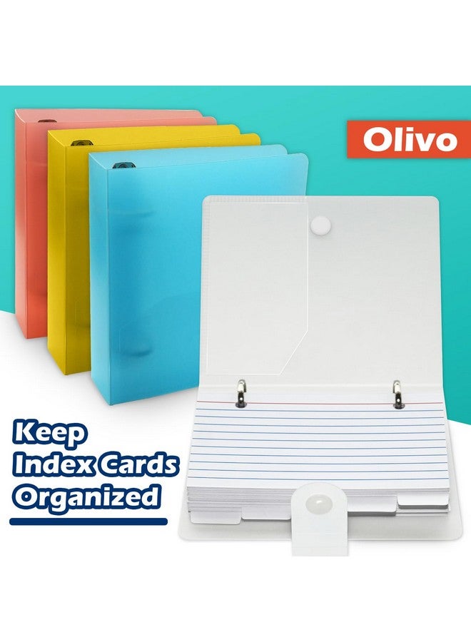 Olivo 3X5 Lined Index Cards With Ring Binder Holder And Dividers 100 Ruled Cards Blue  - Image 2