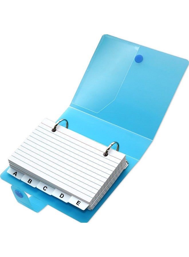 Olivo 3X5 Lined Index Cards With Ring Binder Holder And Dividers 100 Ruled Cards Blue  - Image 1