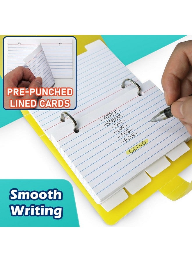 Olivo 3X5 Lined Index Cards With Ring Binder Holder And Dividers 100 Ruled Cards Blue  - Image 5