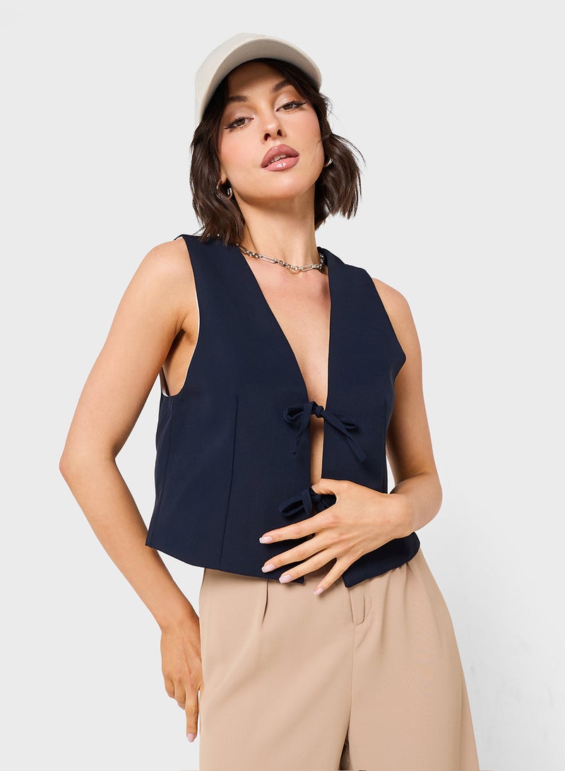 Ginger Bow Tie Up Detail Vest  - Image 1