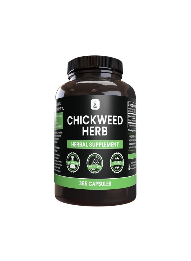 PURE ORIGINAL INGREDIENTS Chickweed Herb, (365 Capsules), No Magnesium Or Rice Fillers, Always Pure, Lab Verified - Image 1