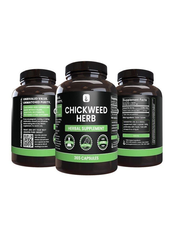 PURE ORIGINAL INGREDIENTS Chickweed Herb, (365 Capsules), No Magnesium Or Rice Fillers, Always Pure, Lab Verified - Image 4